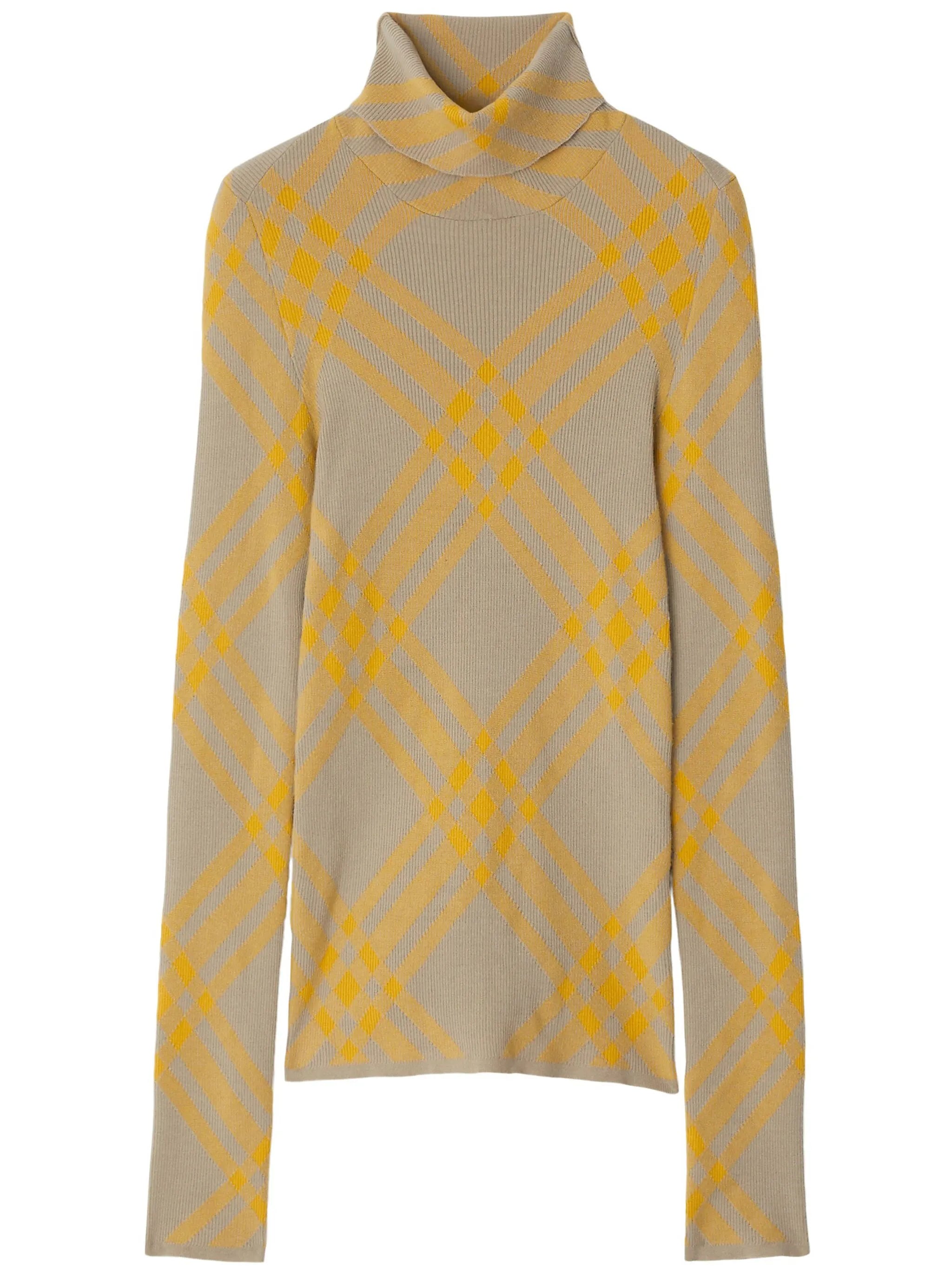 checked wool-blend jumper