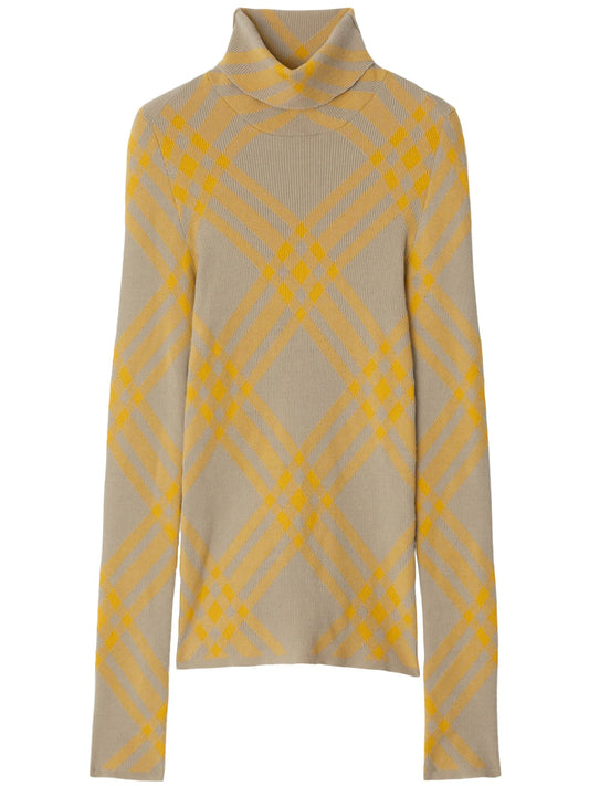 checked wool-blend jumper