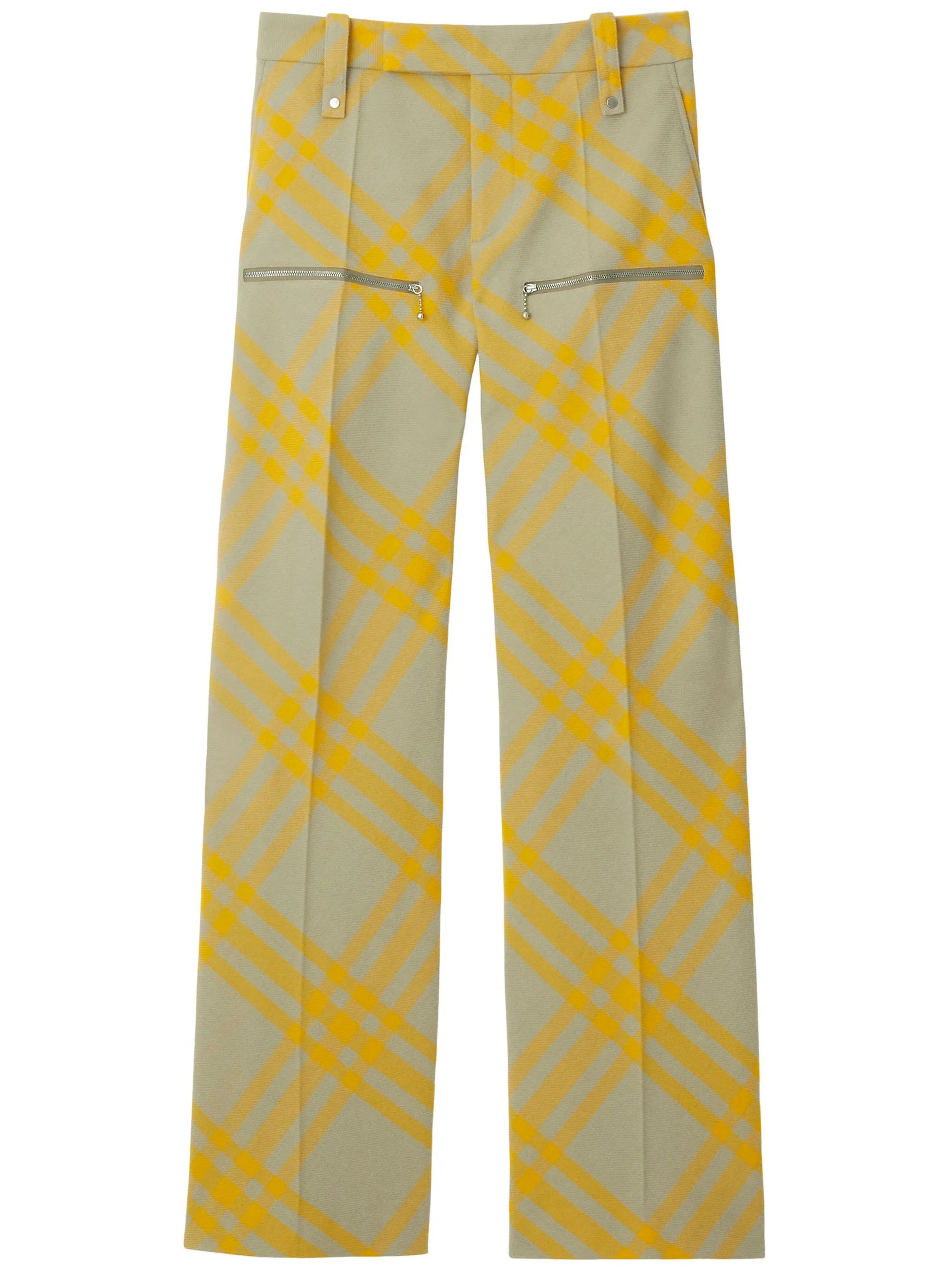 checked straight-leg trousers