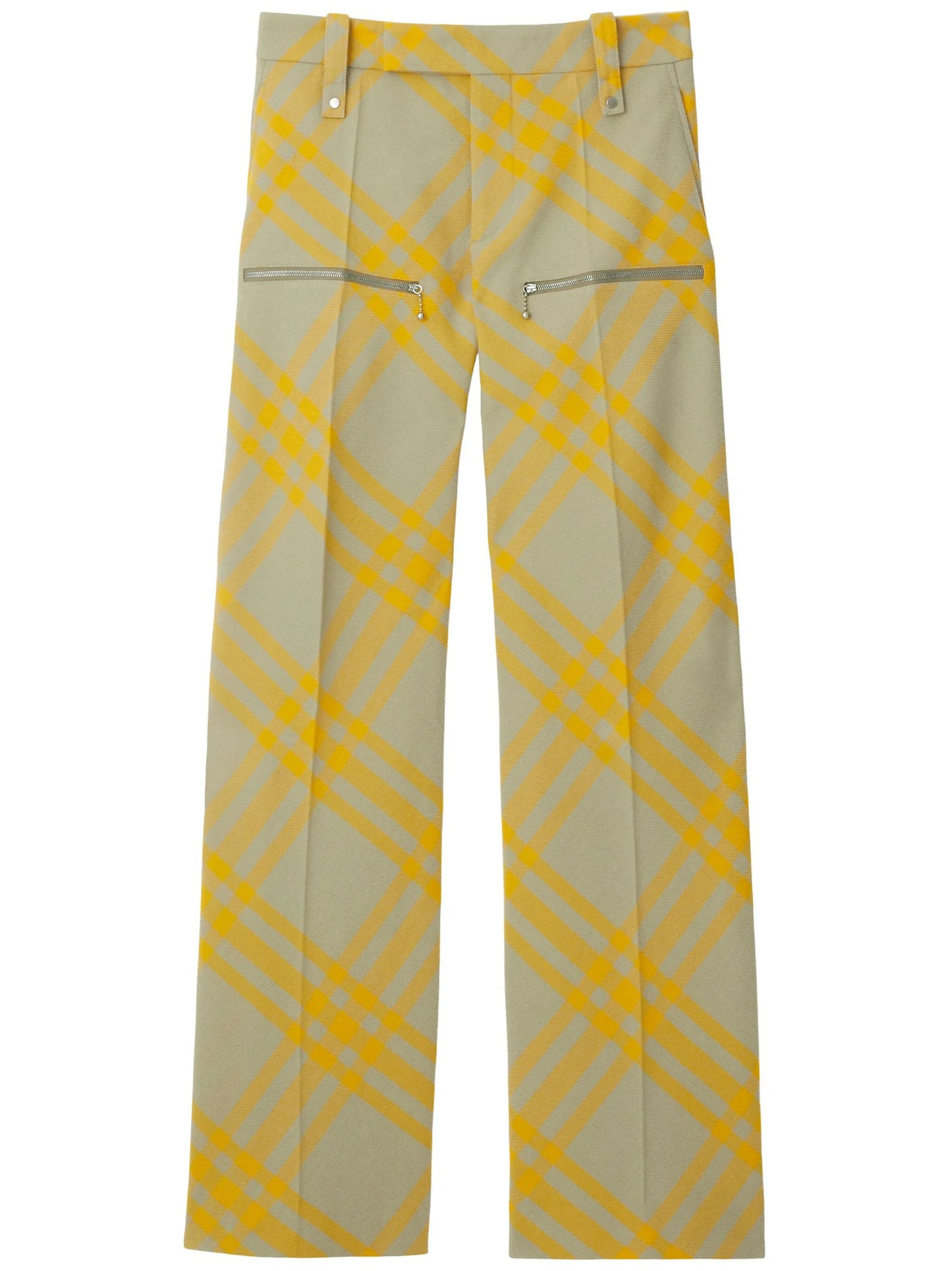 checked straight-leg trousers
