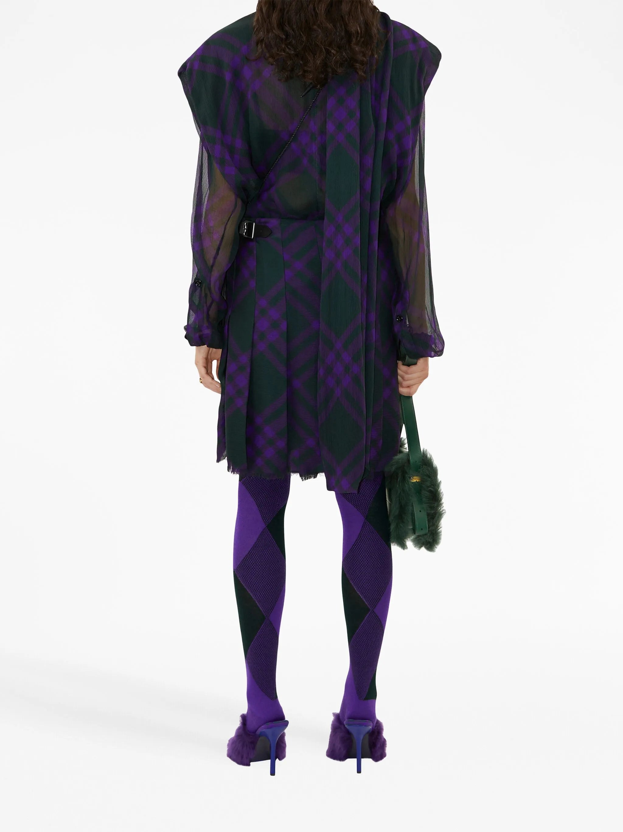 check-pattern silk blouse