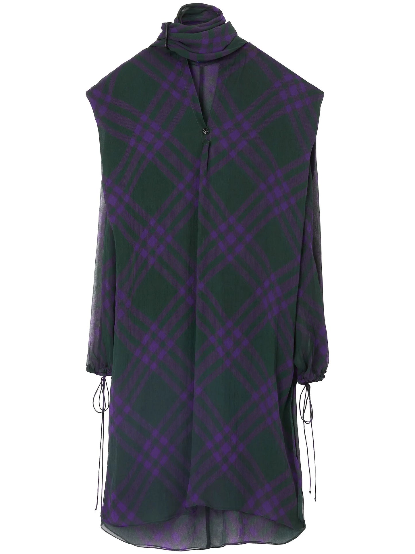 check-pattern silk blouse