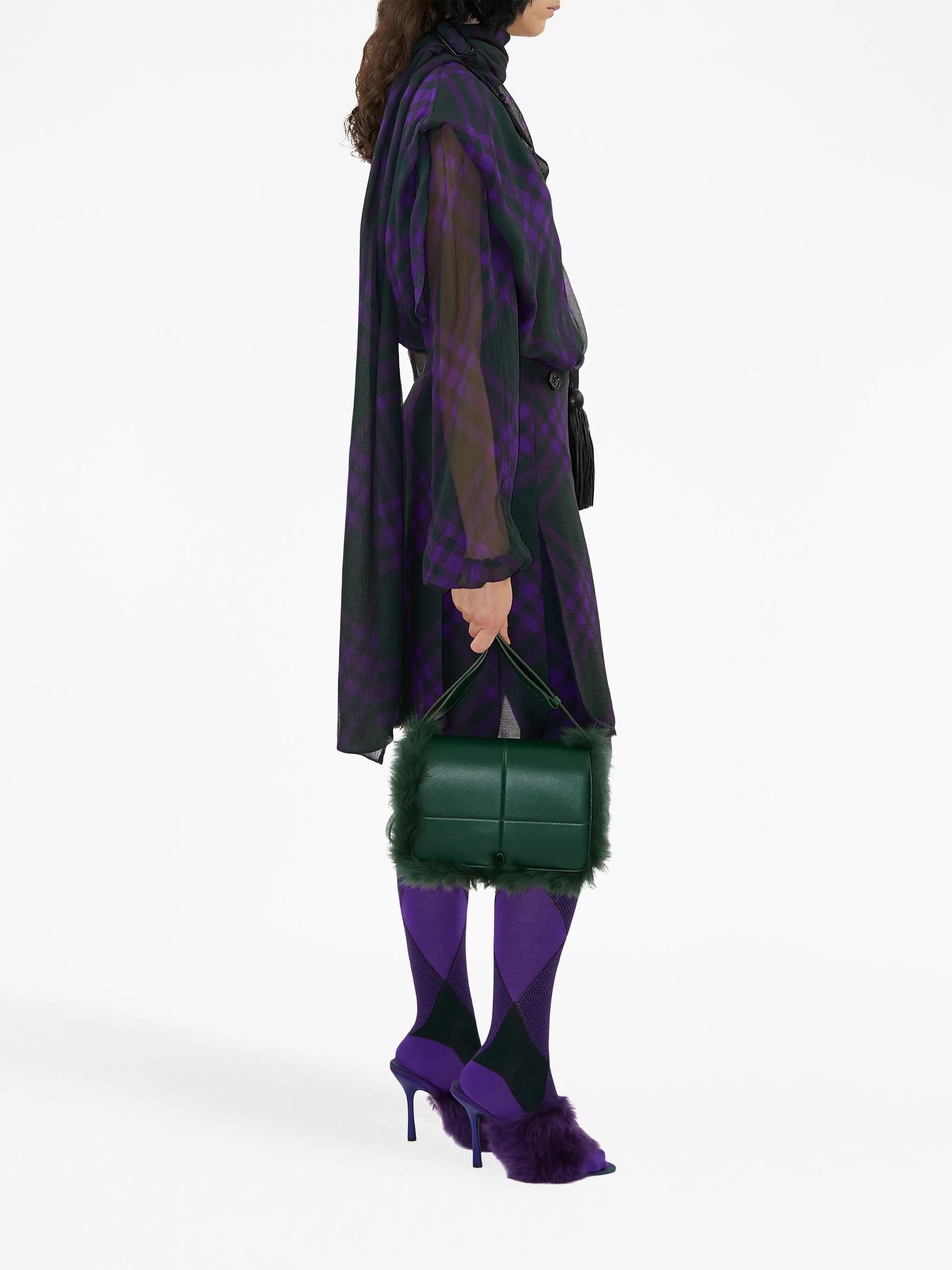 check-pattern frayed kilt