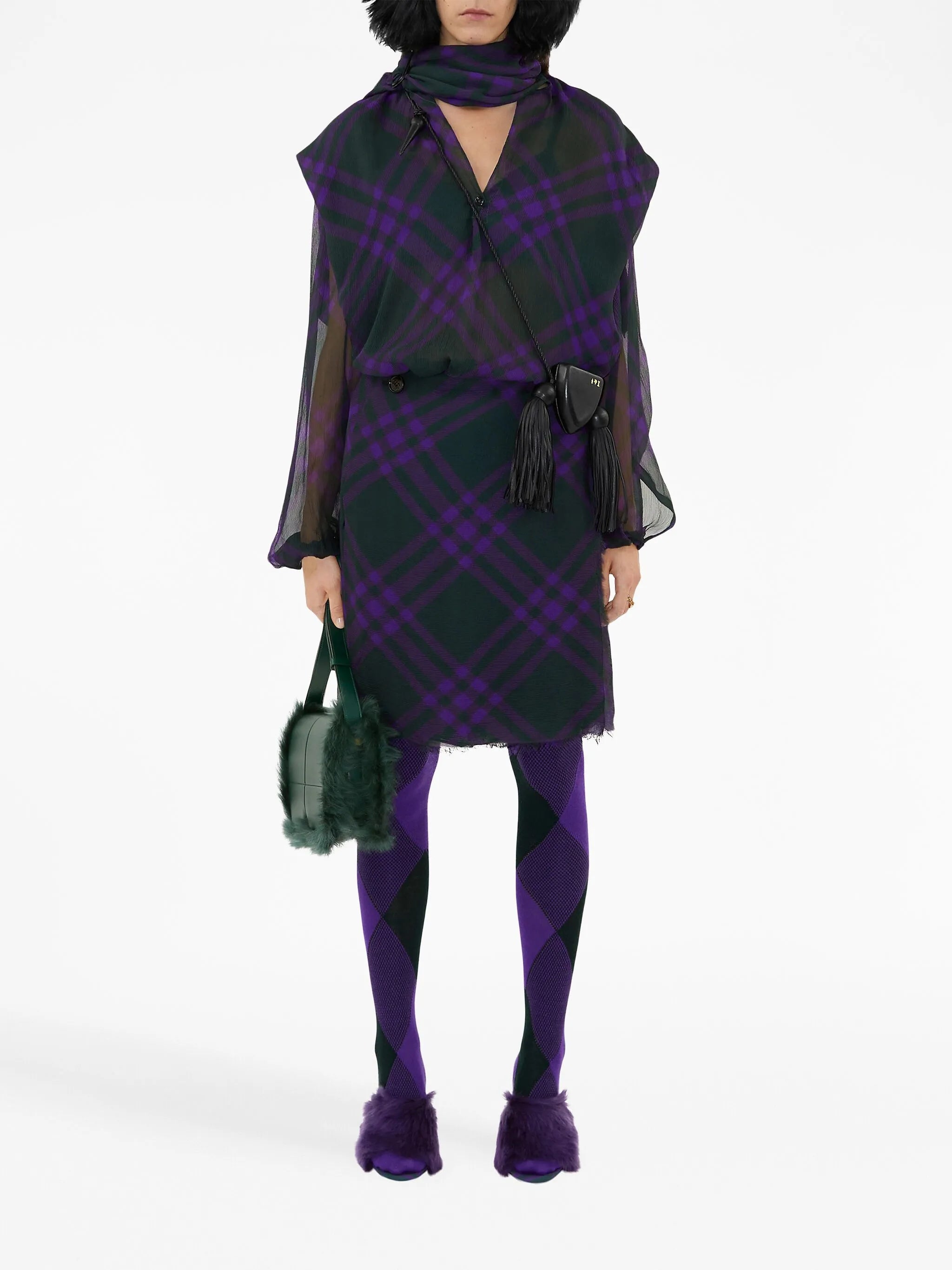 check-pattern frayed kilt