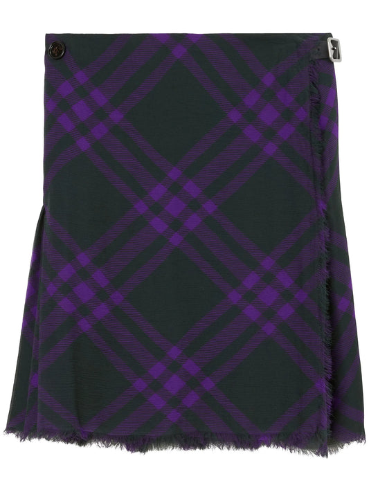 check-pattern frayed kilt