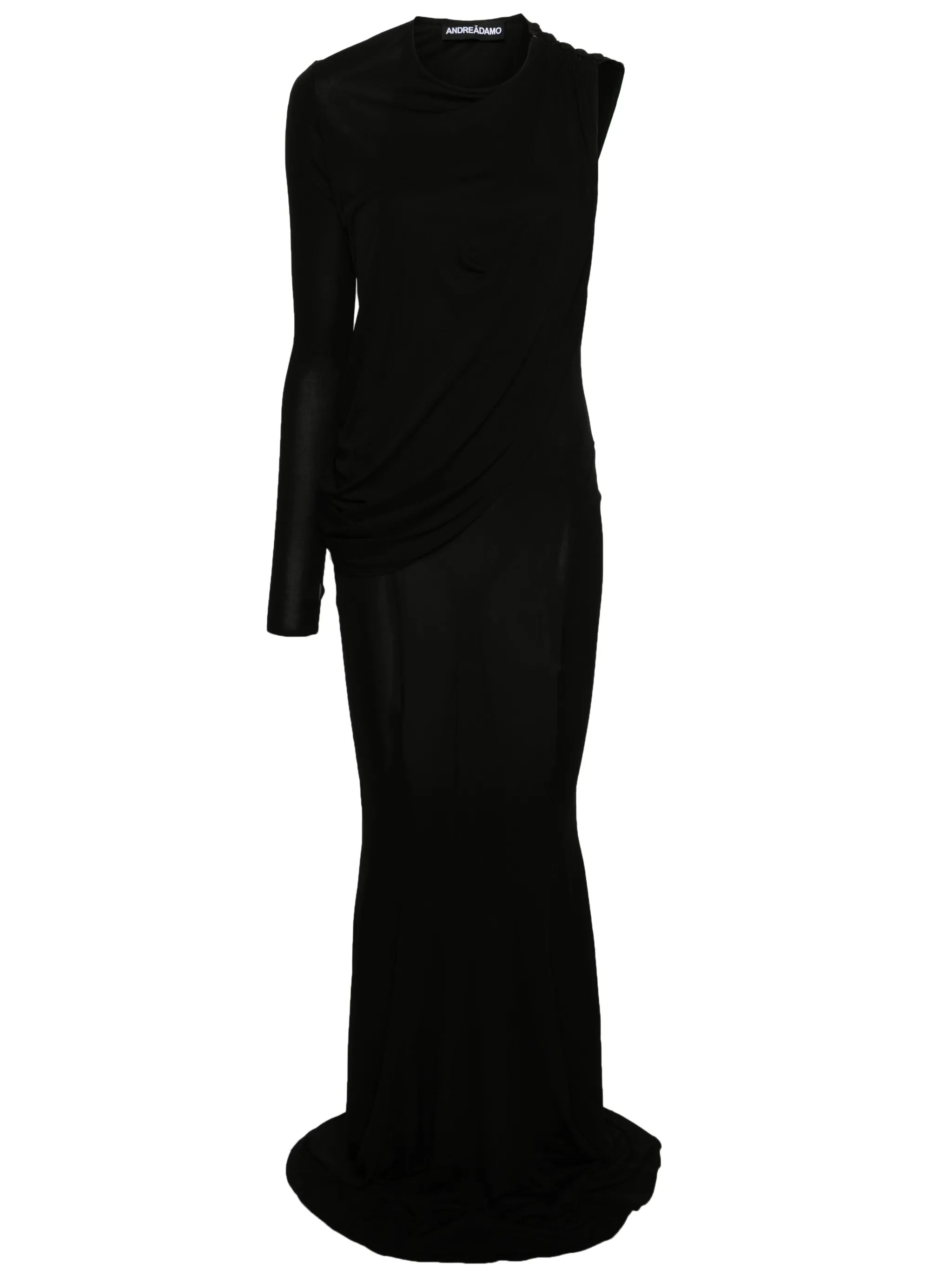 asymmetric draped maxi dress
