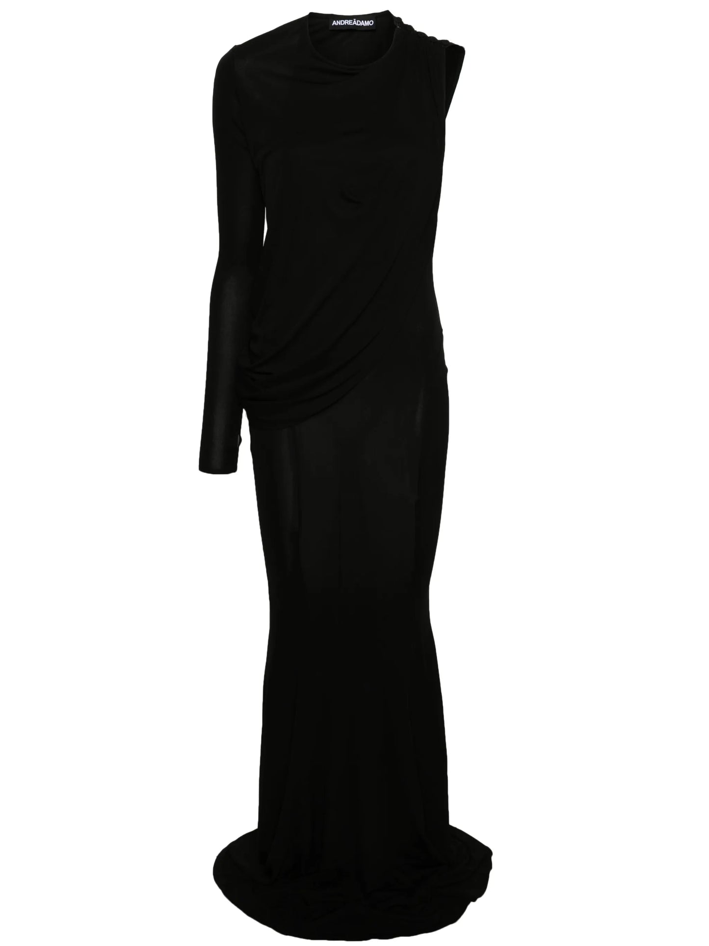 asymmetric draped maxi dress