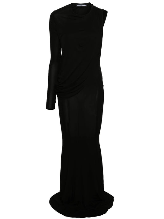 asymmetric draped maxi dress