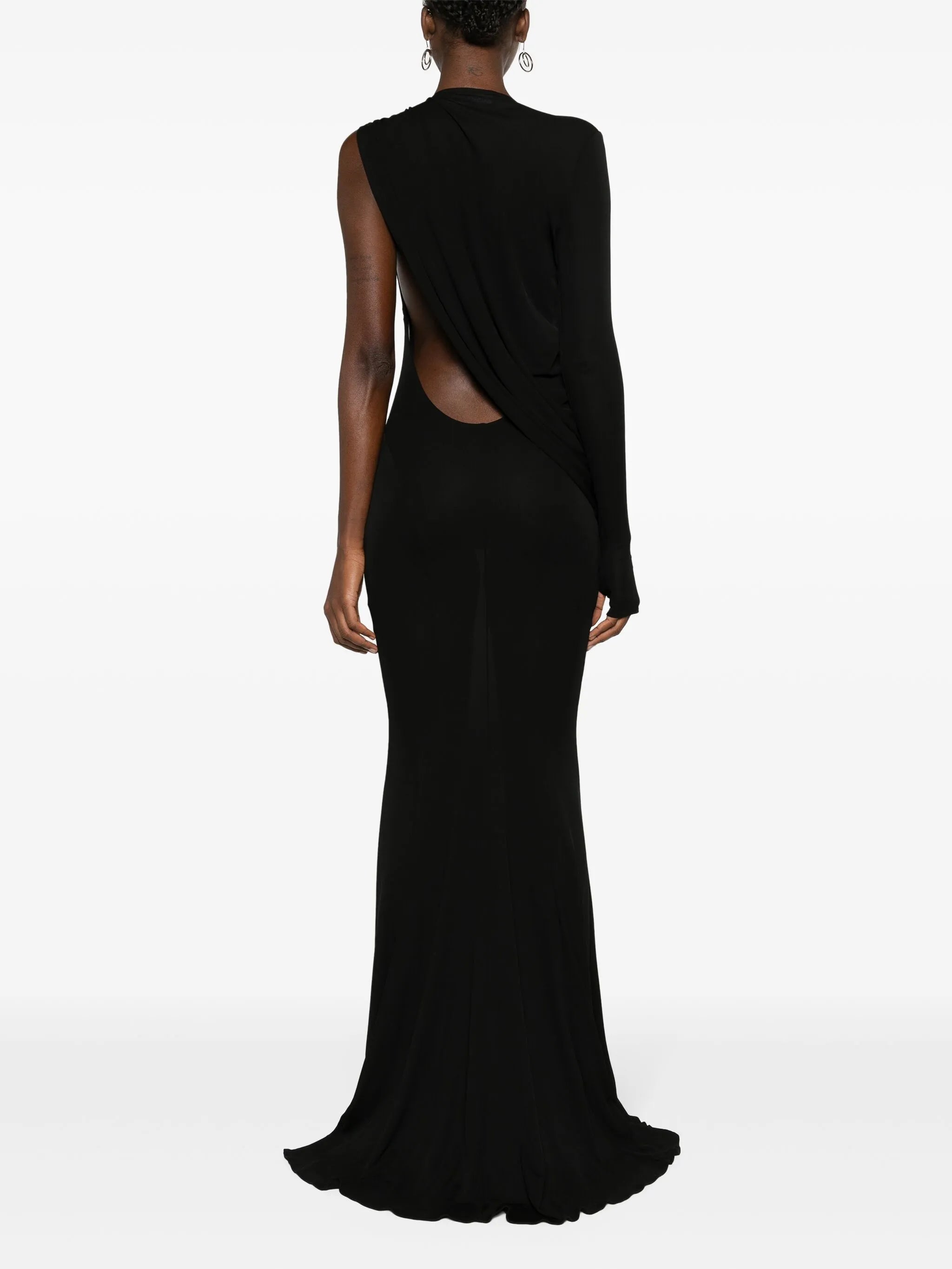 asymmetric draped maxi dress