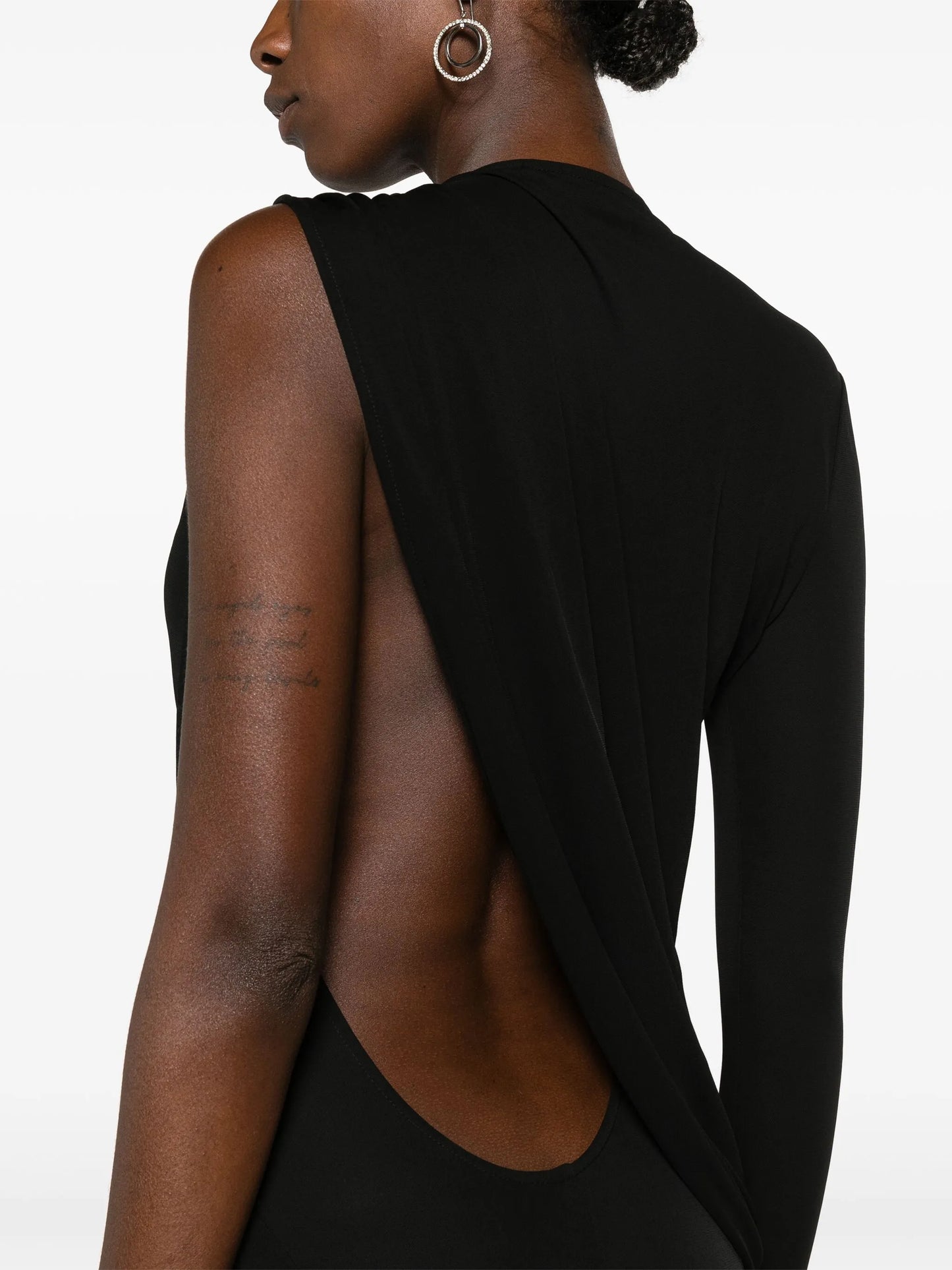 asymmetric draped maxi dress