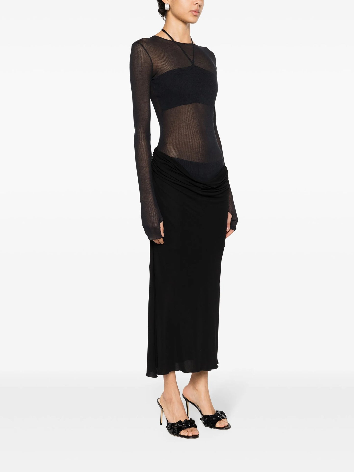 ribbed jersey midi dress