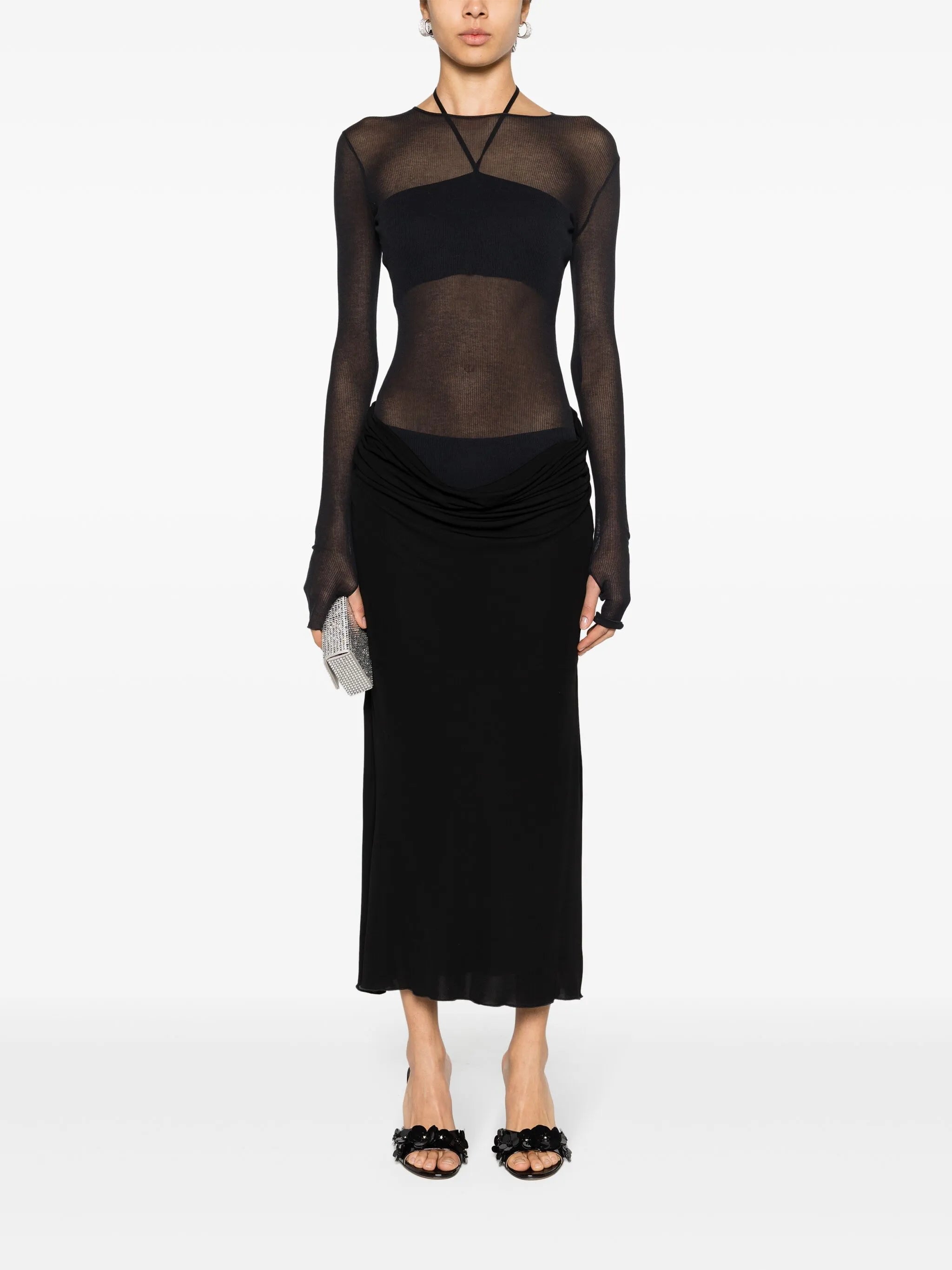 ribbed jersey midi dress