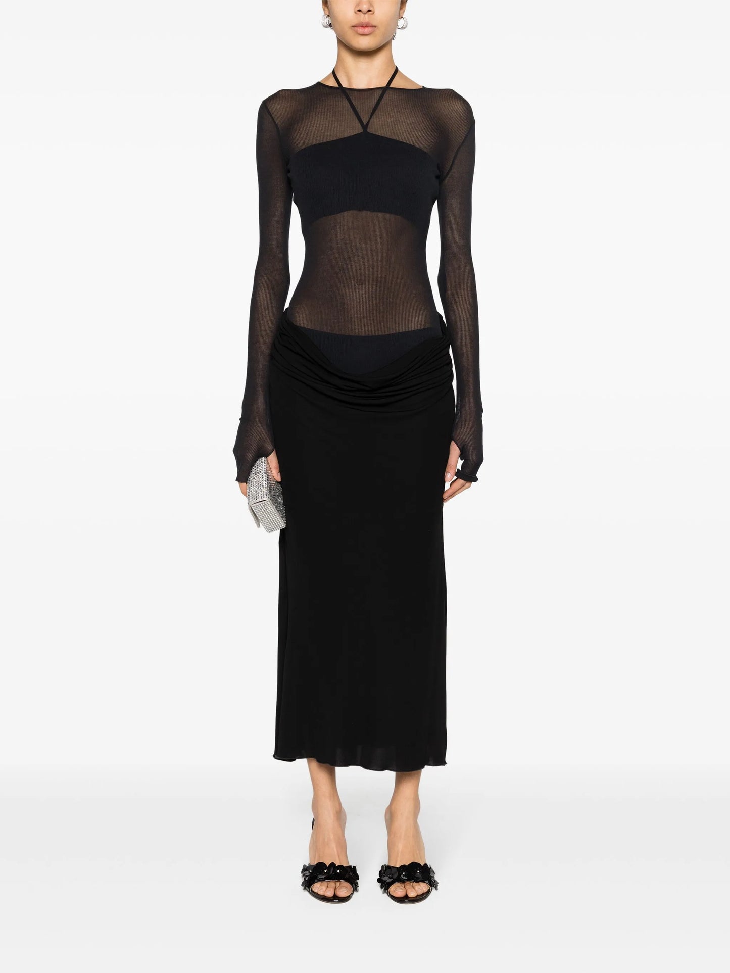 ribbed jersey midi dress