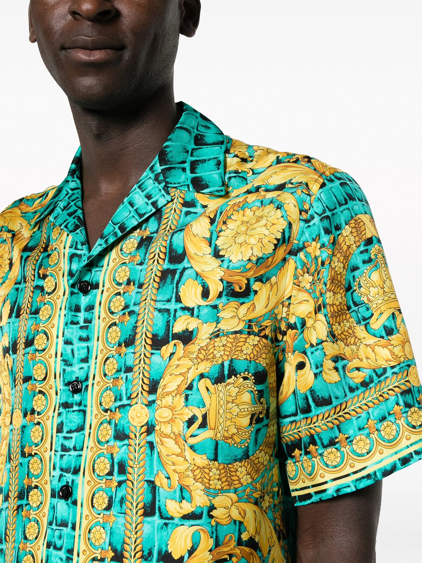 Barocco-print silk shirt
