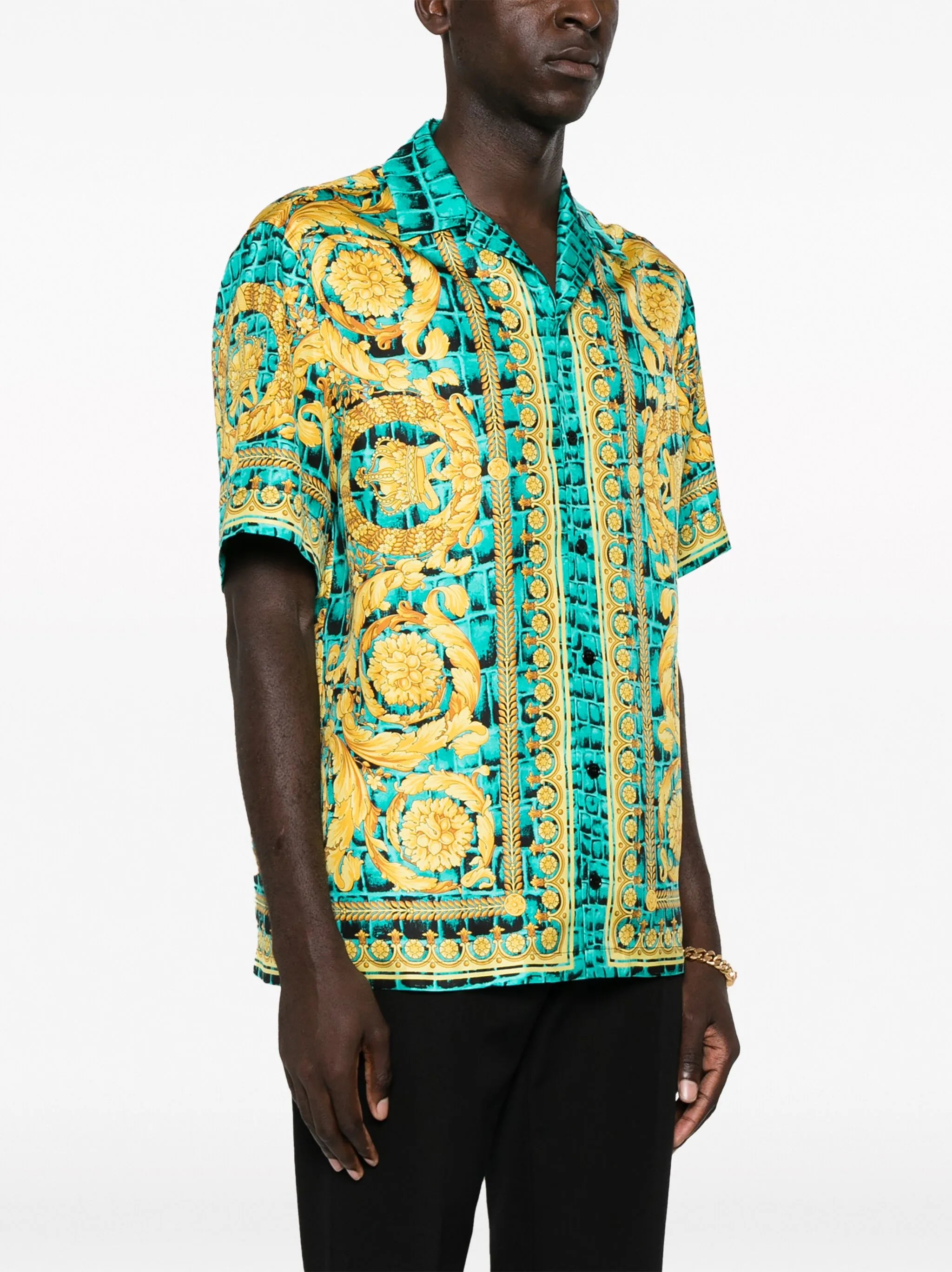 Barocco-print silk shirt