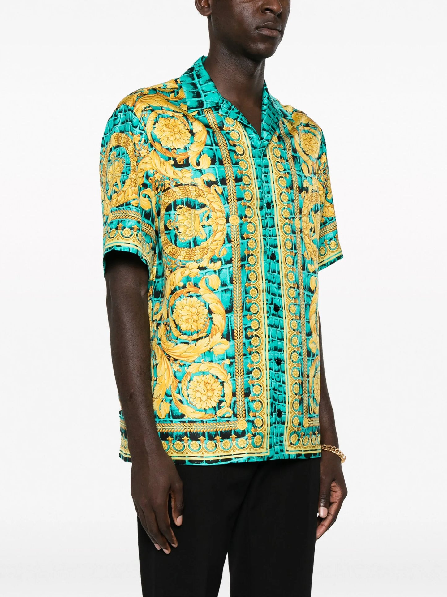 Barocco-print silk shirt