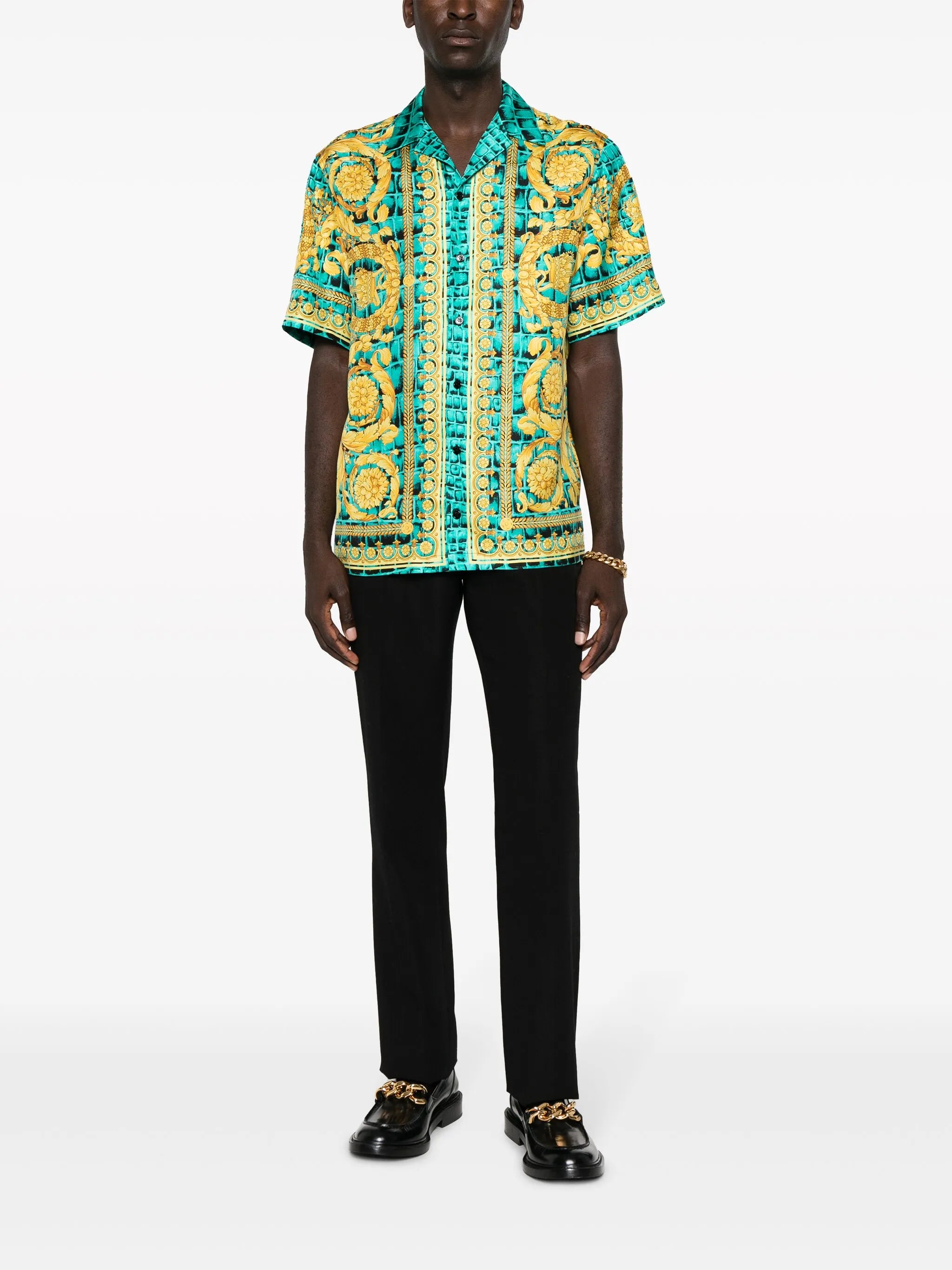 Barocco-print silk shirt
