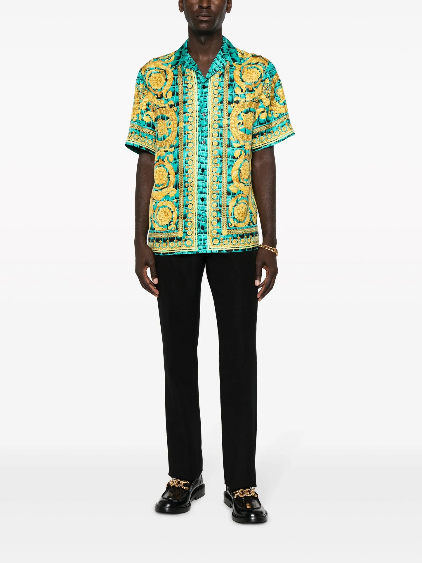 Barocco-print silk shirt