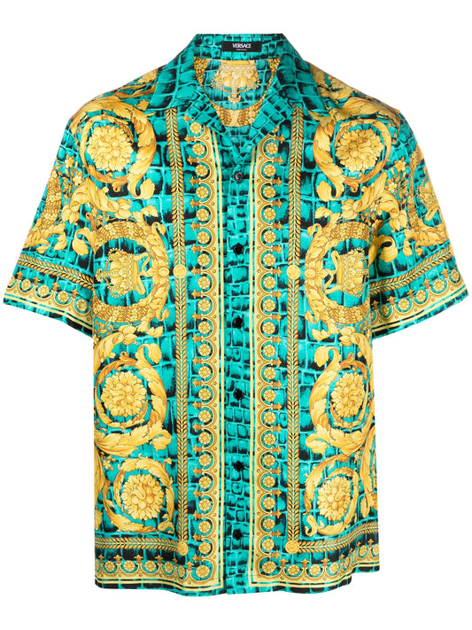 Barocco-print silk shirt