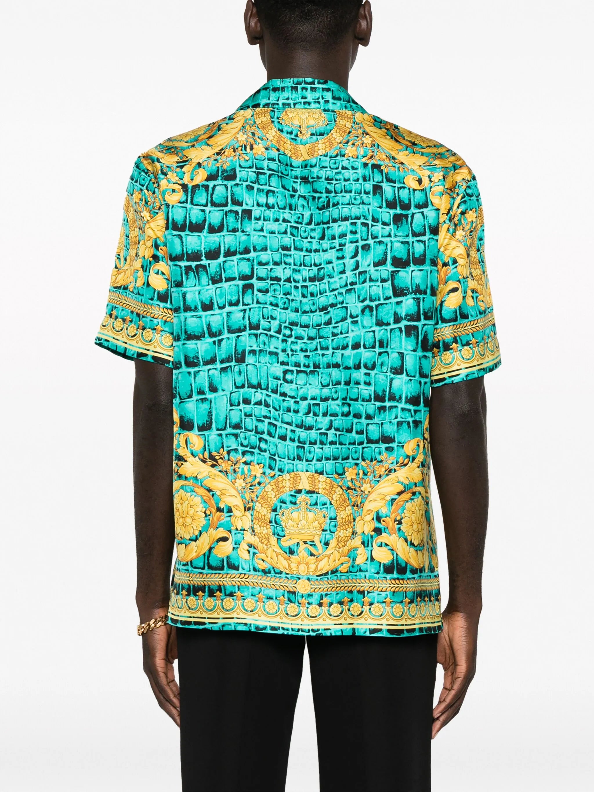 Barocco-print silk shirt