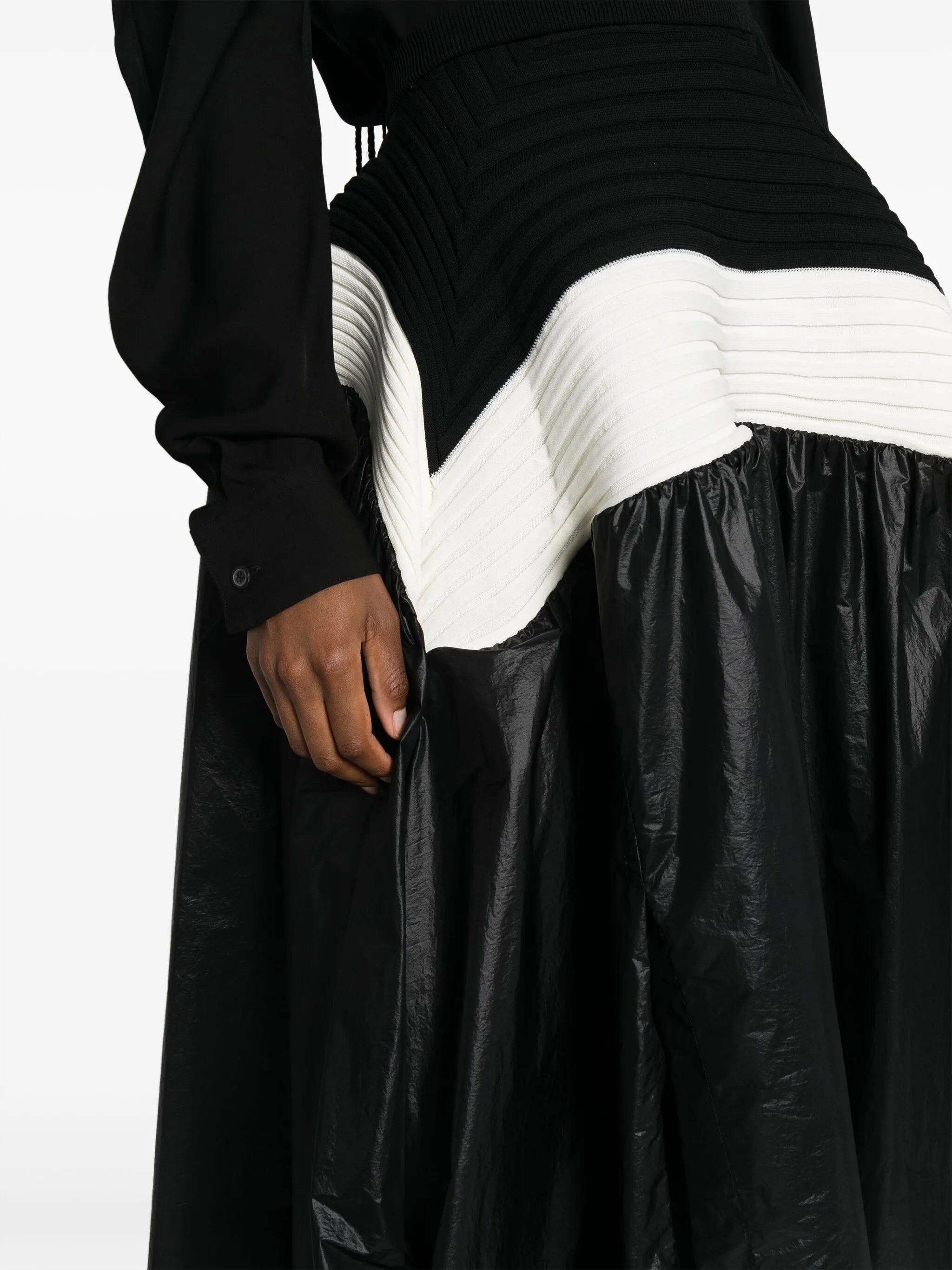 colour-block pleated skirt
