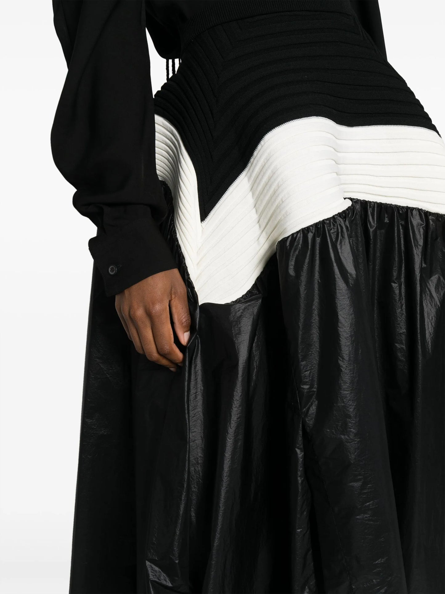 colour-block pleated skirt