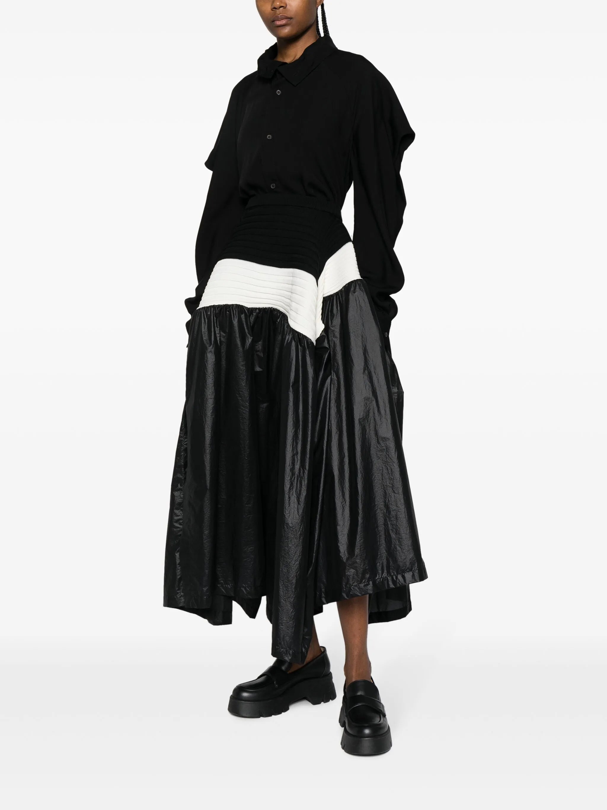 colour-block pleated skirt