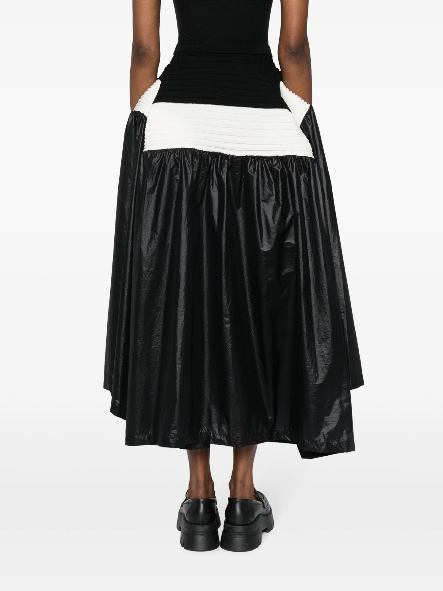 colour-block pleated skirt