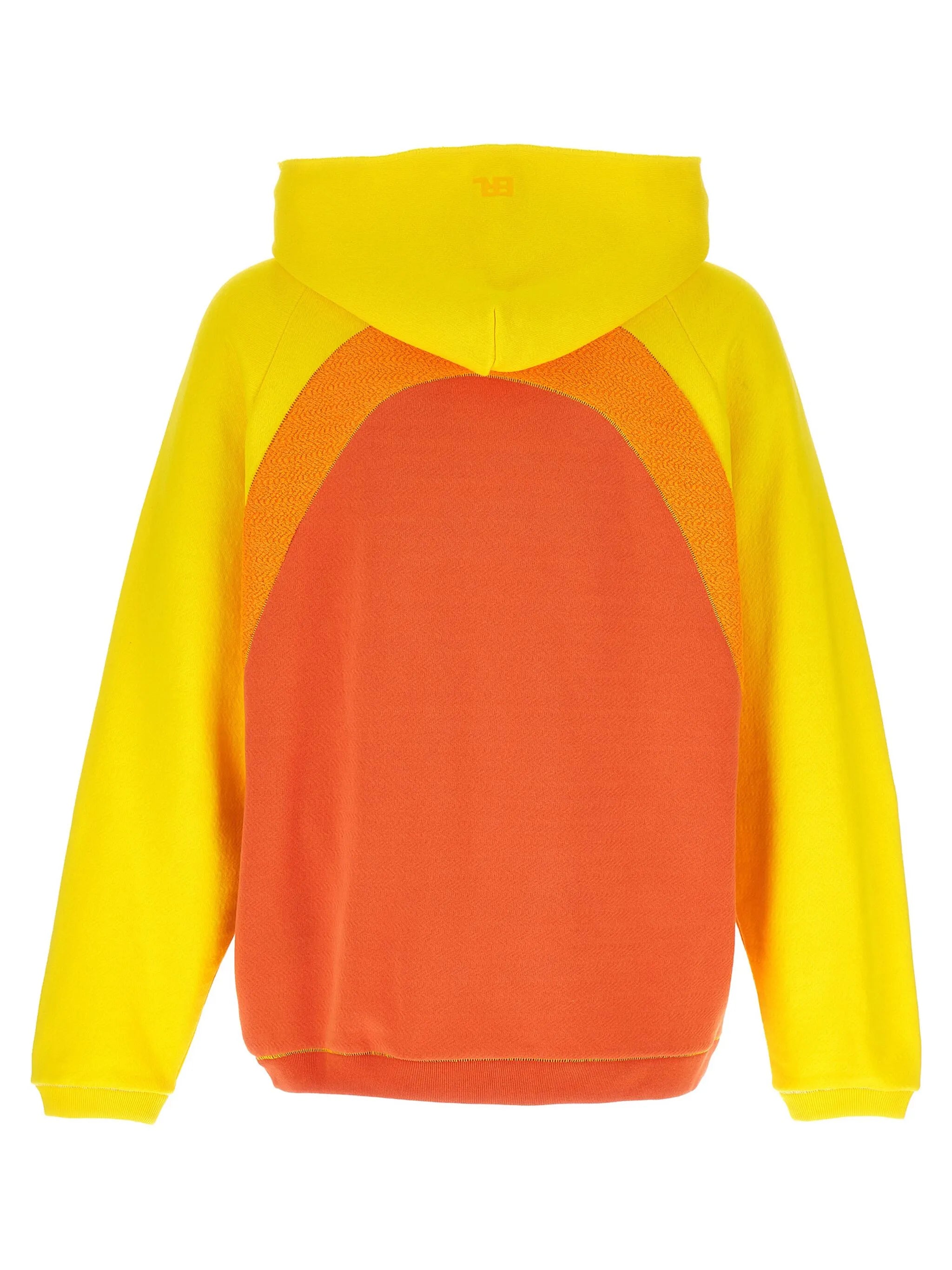gradient-effect panelled cotton hoodie