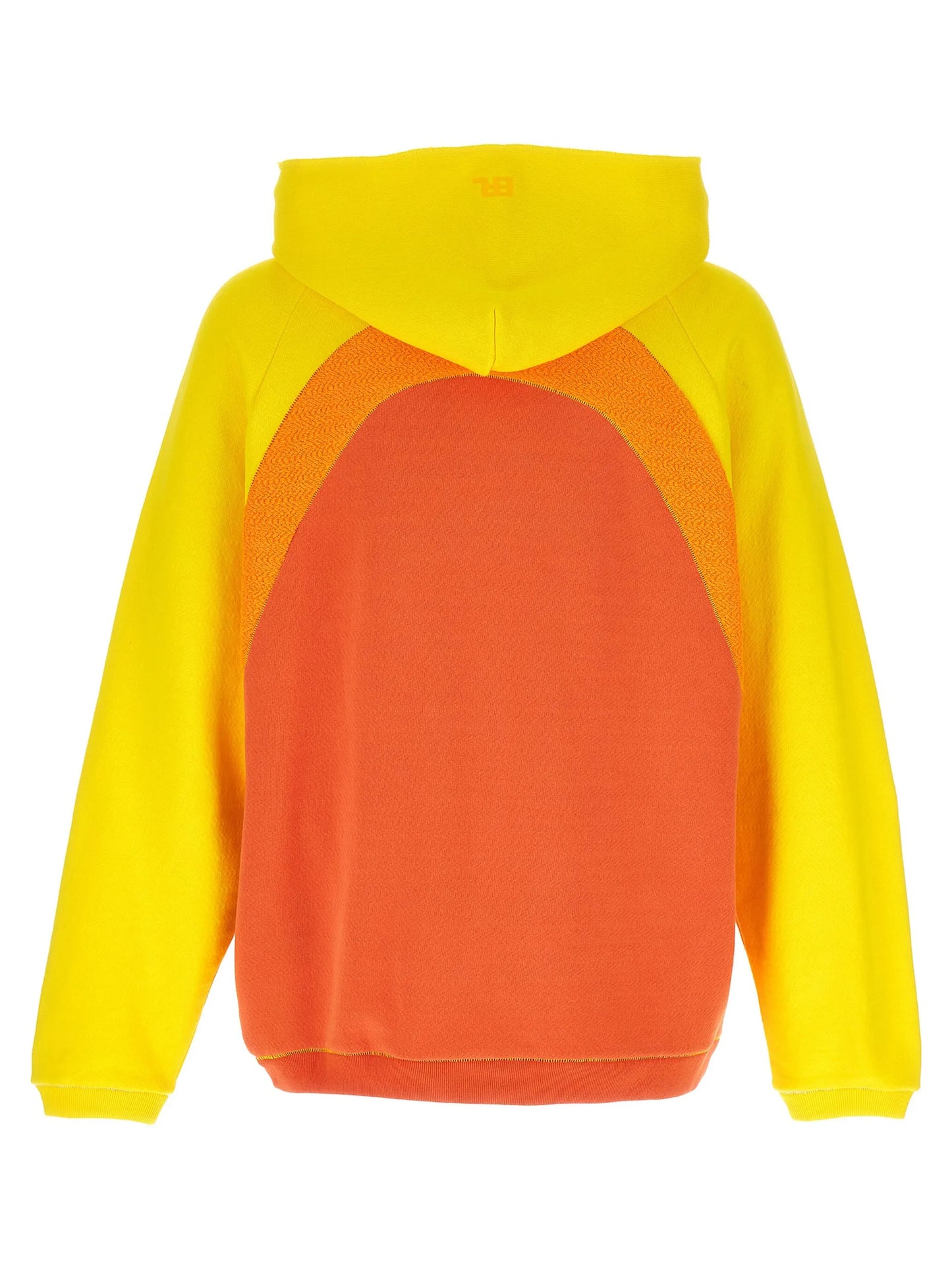 gradient-effect panelled cotton hoodie