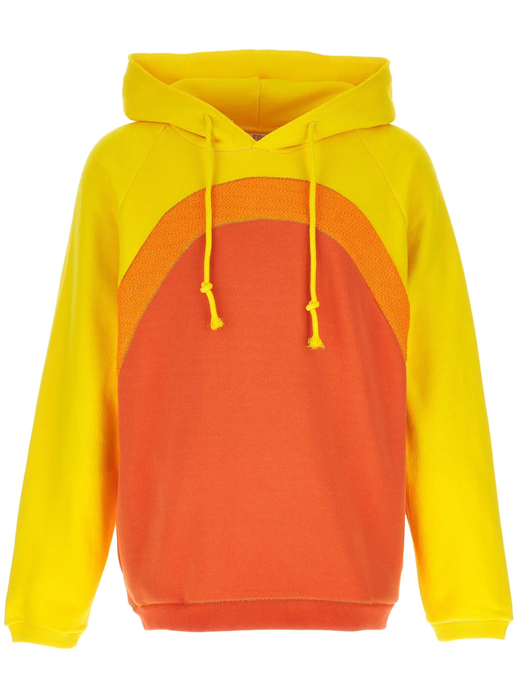 gradient-effect panelled cotton hoodie