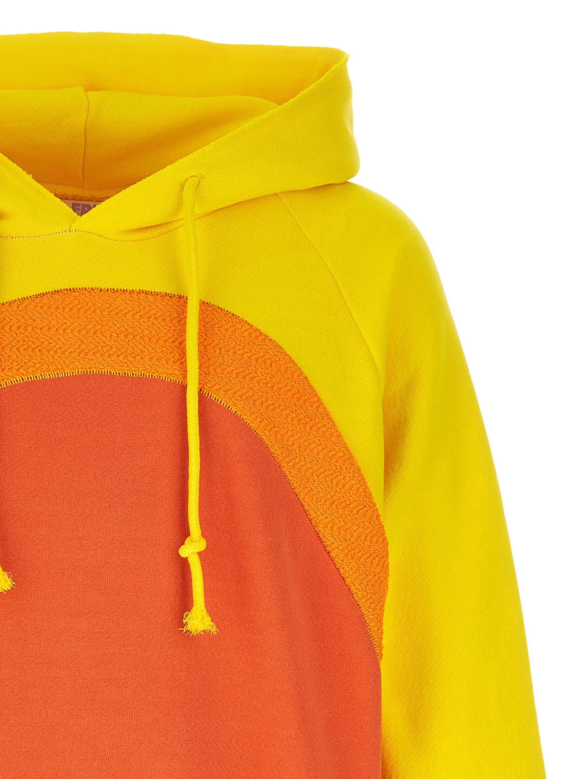 gradient-effect panelled cotton hoodie