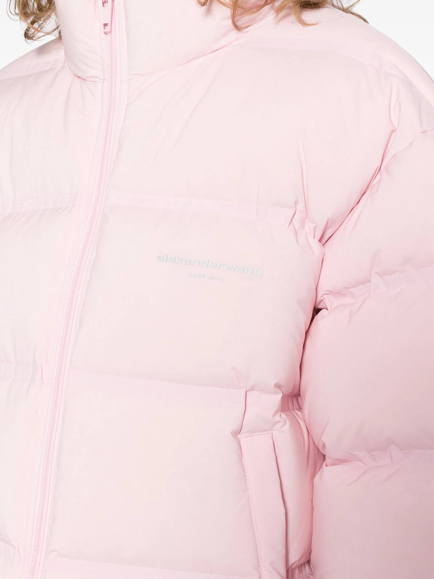 reflective-logo cropped puffer jacket