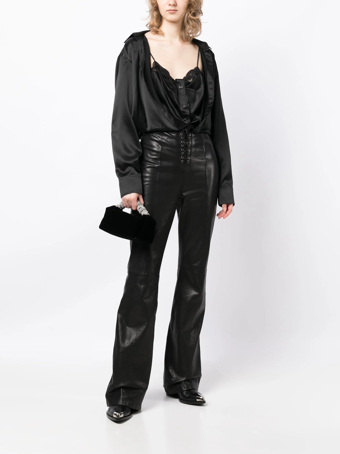 layered silk shirt
