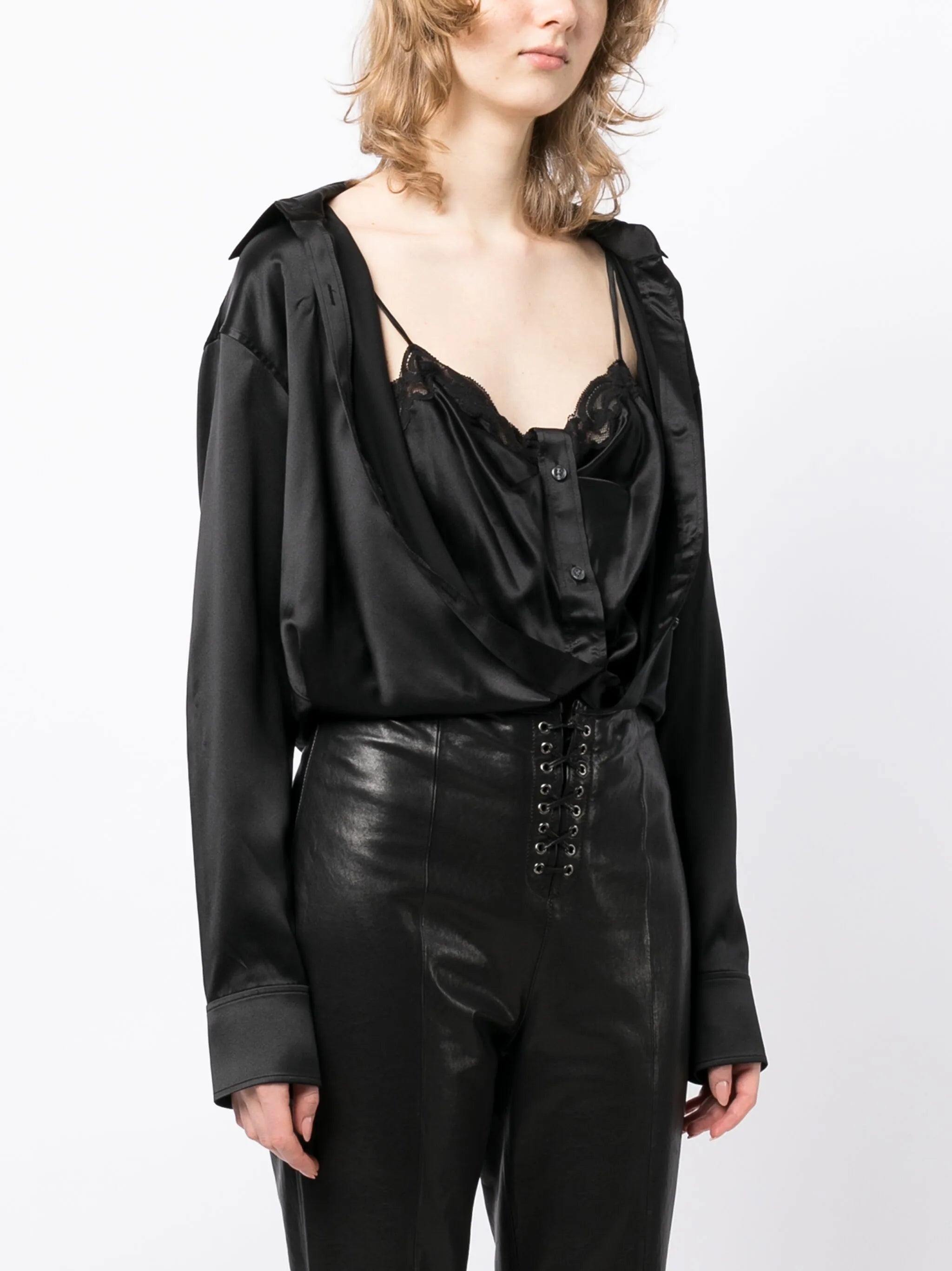layered silk shirt