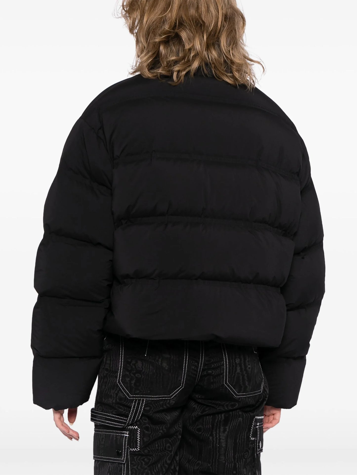 reflective-logo cropped puffer jacket
