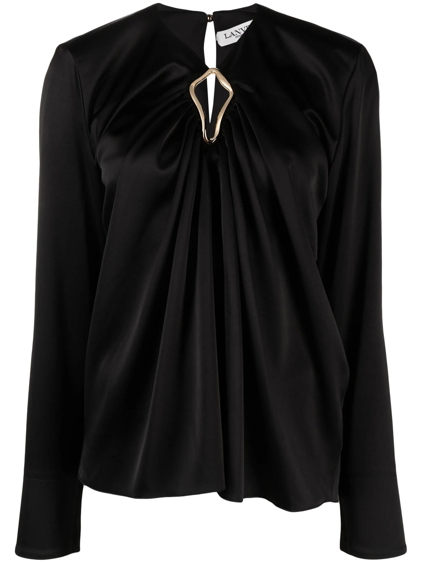 draped long-sleeved blouse