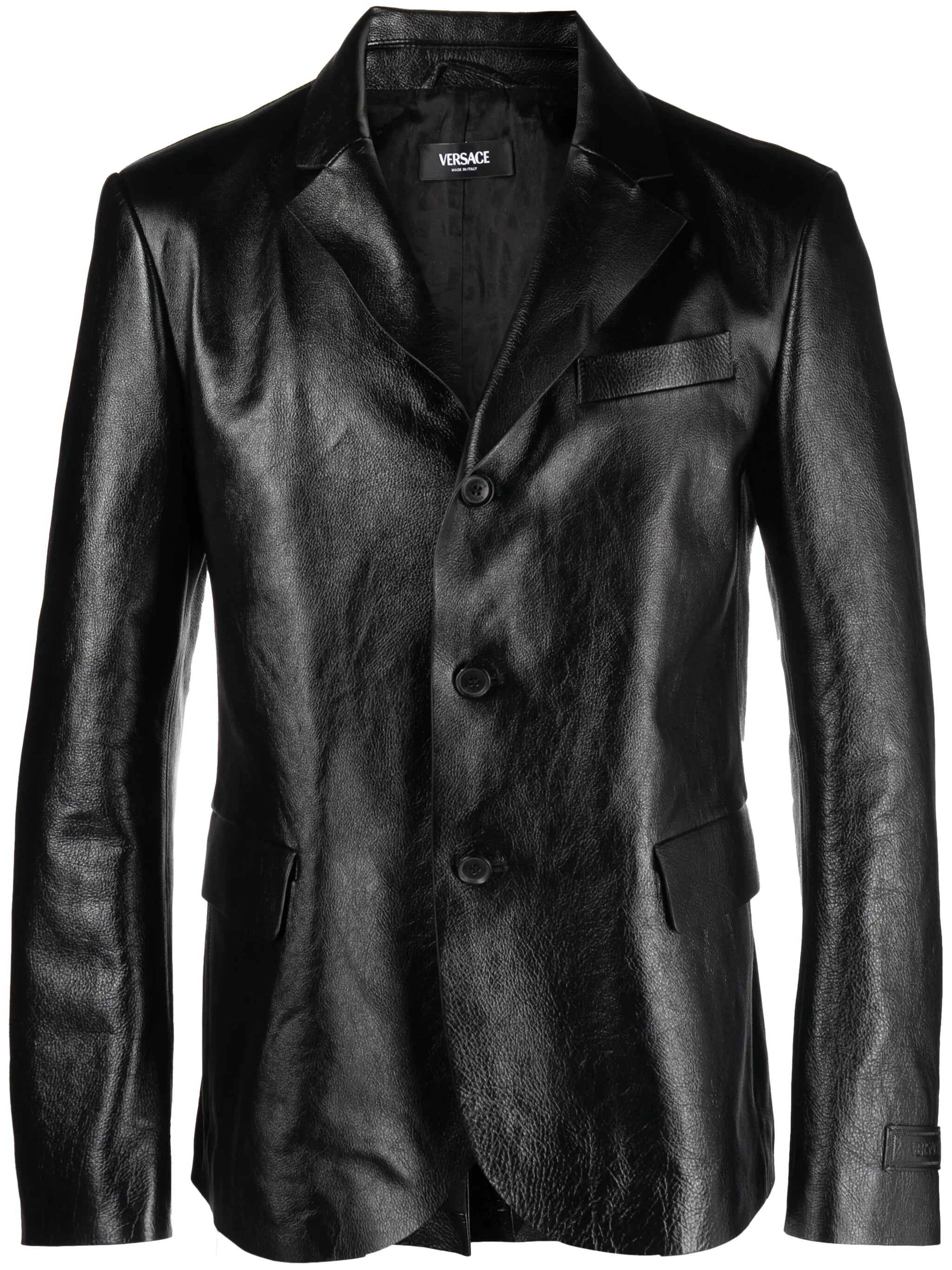 single-breasted leather blazer