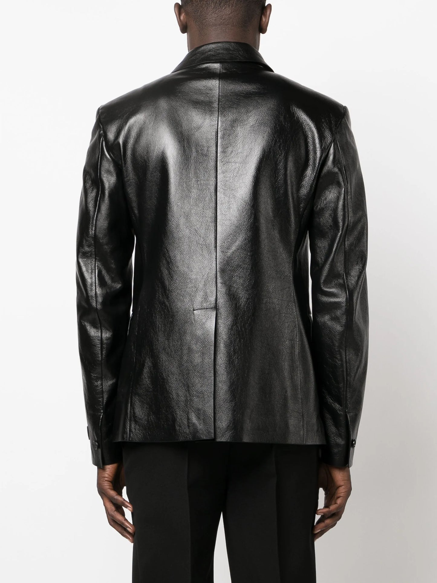 single-breasted leather blazer