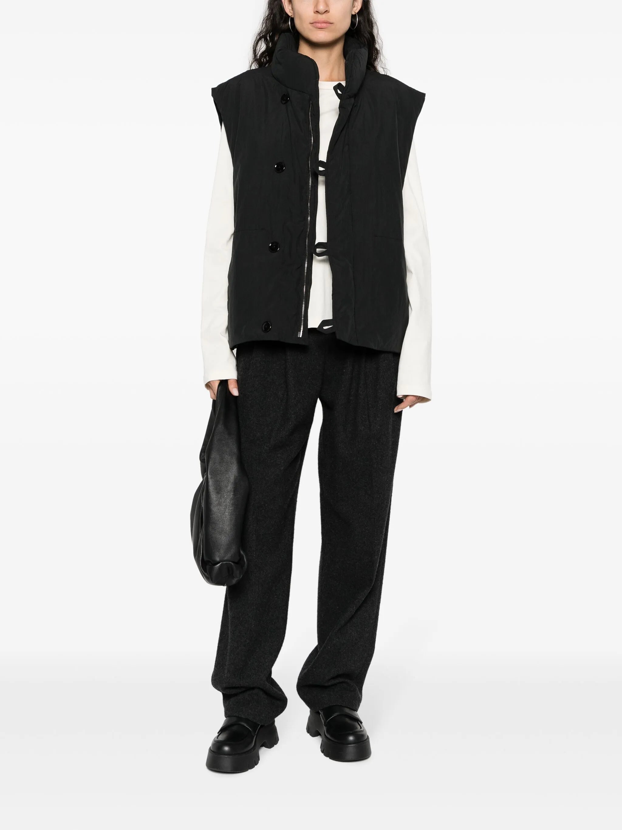 button-front padded gilet