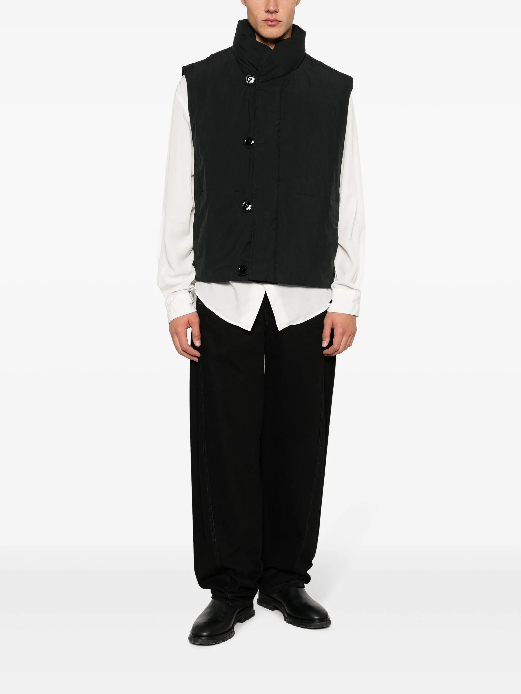 button-front padded gilet