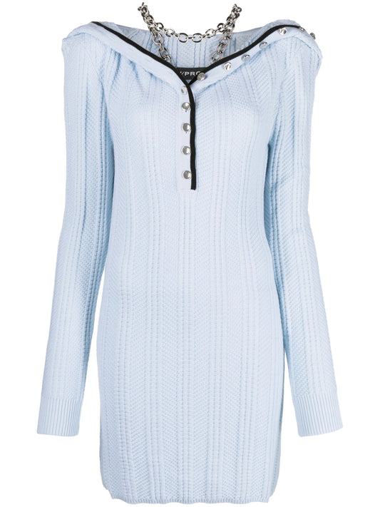 ruffle-collar merino wool minidress