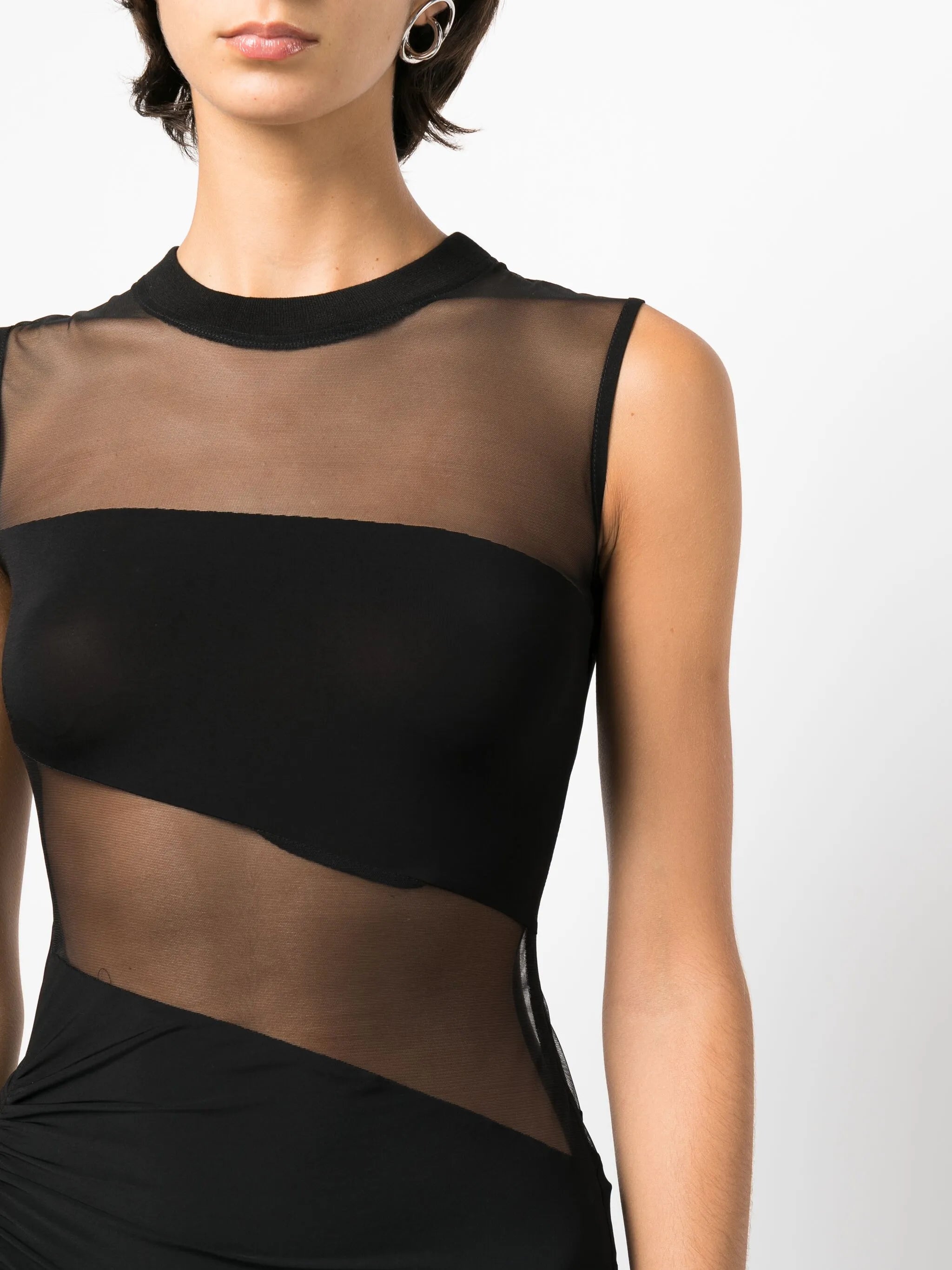 sheer-panelling floor-length gown