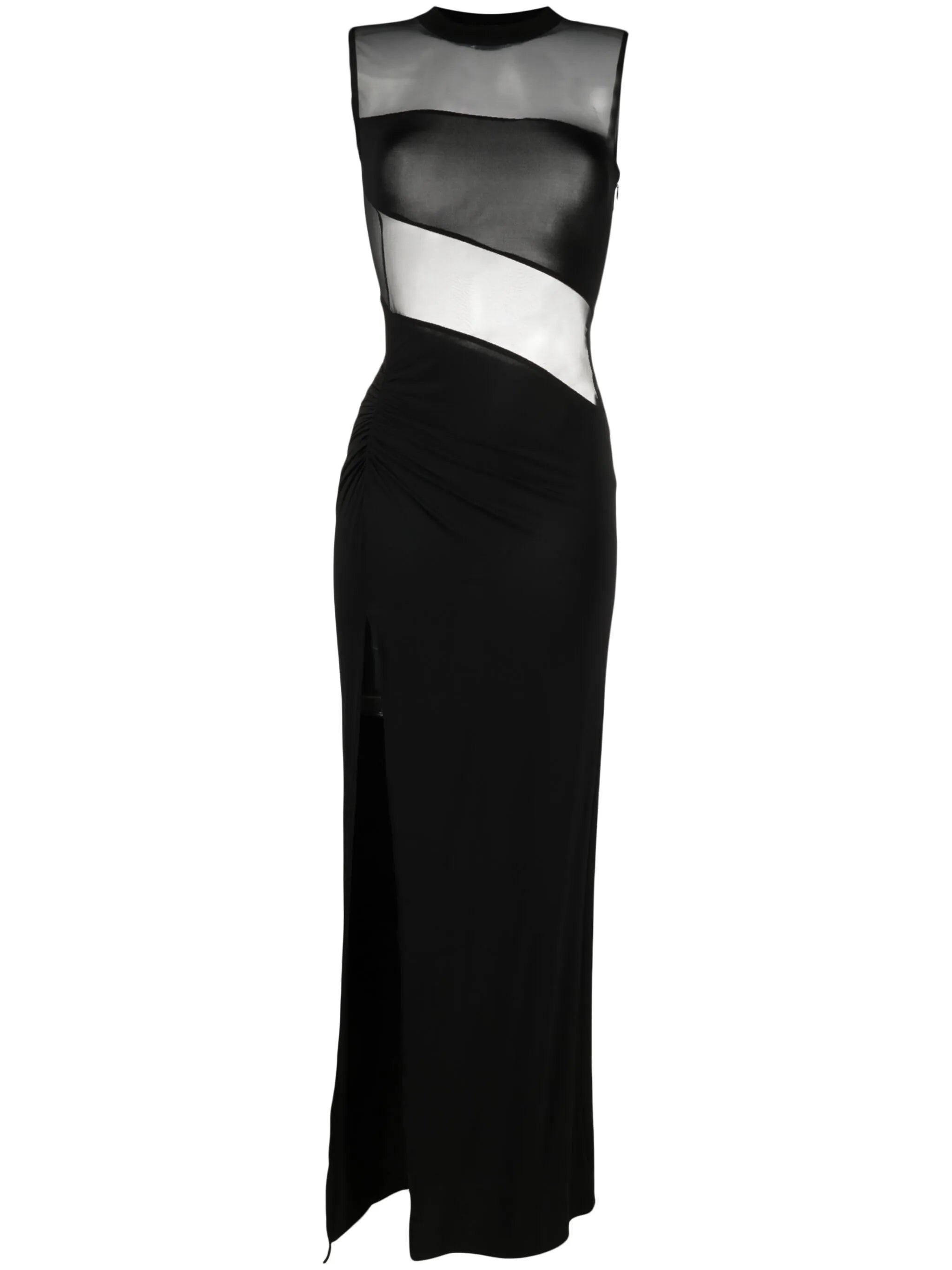sheer-panelling floor-length gown