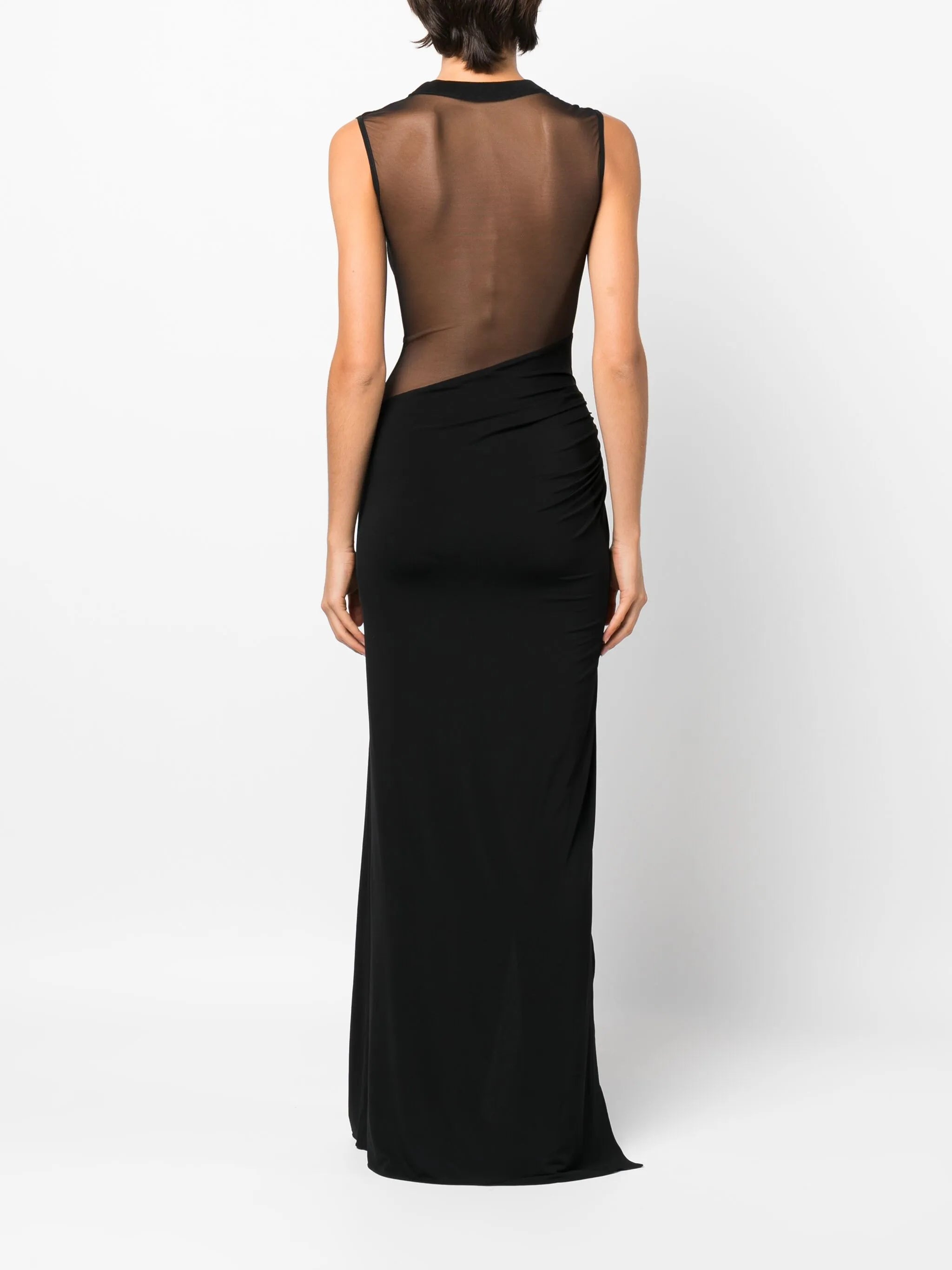 sheer-panelling floor-length gown