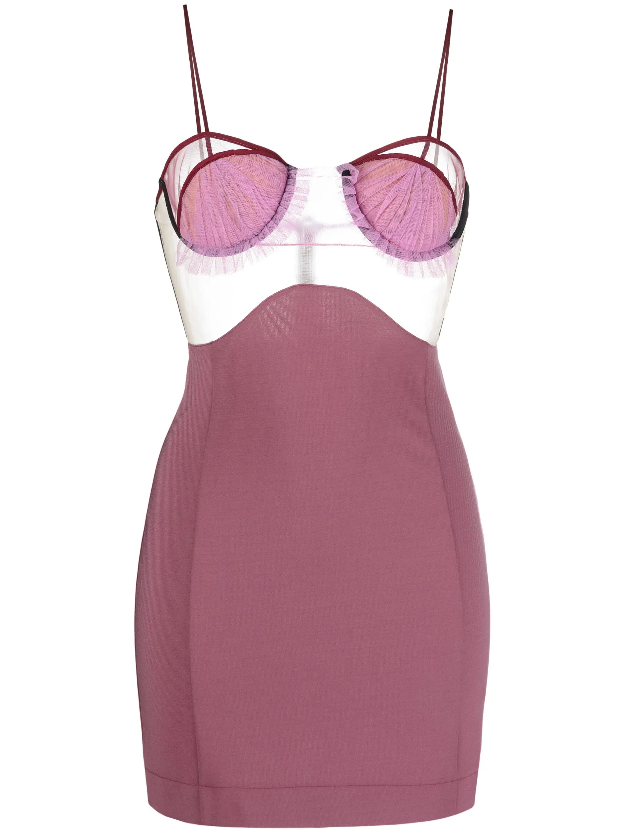 sheer-panelling bustier minidress
