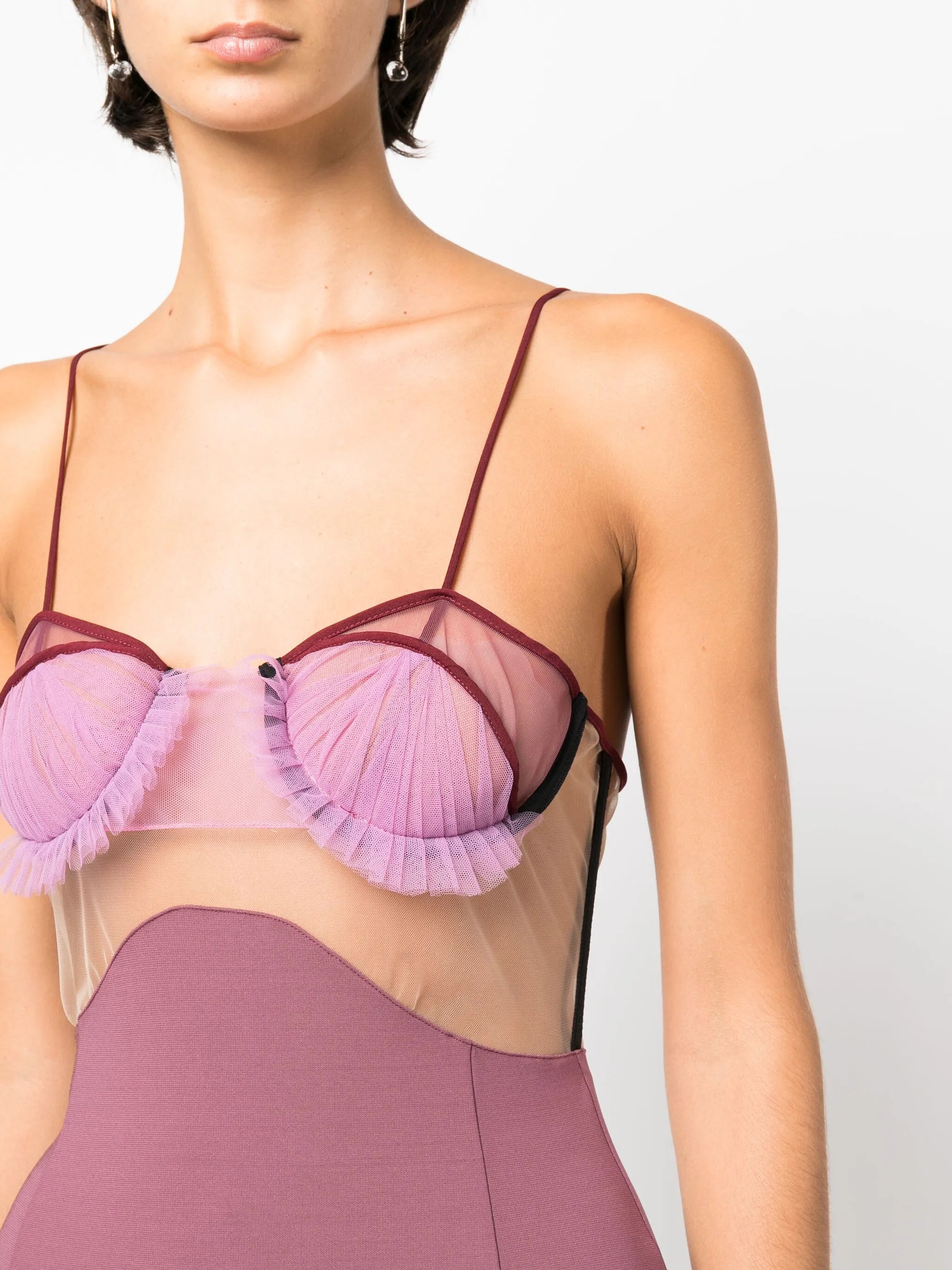 sheer-panelling bustier minidress