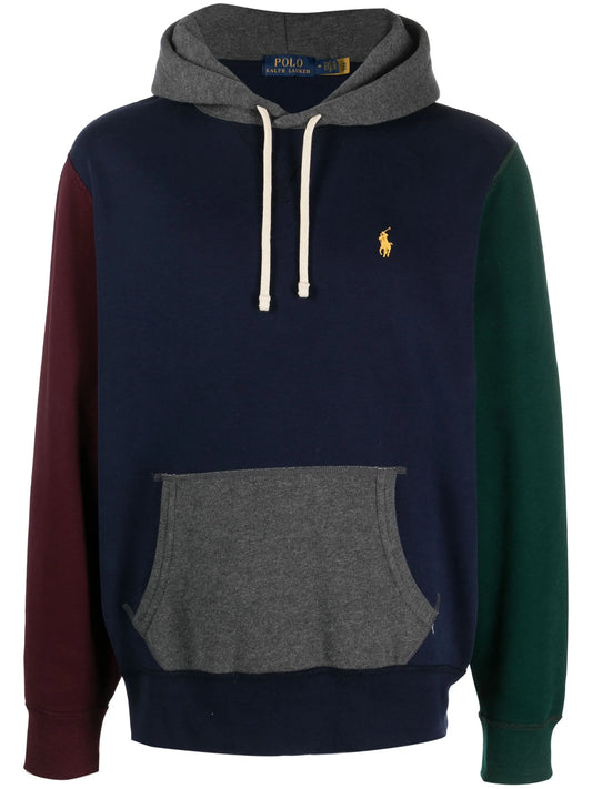 colour-block drawstring hoodie