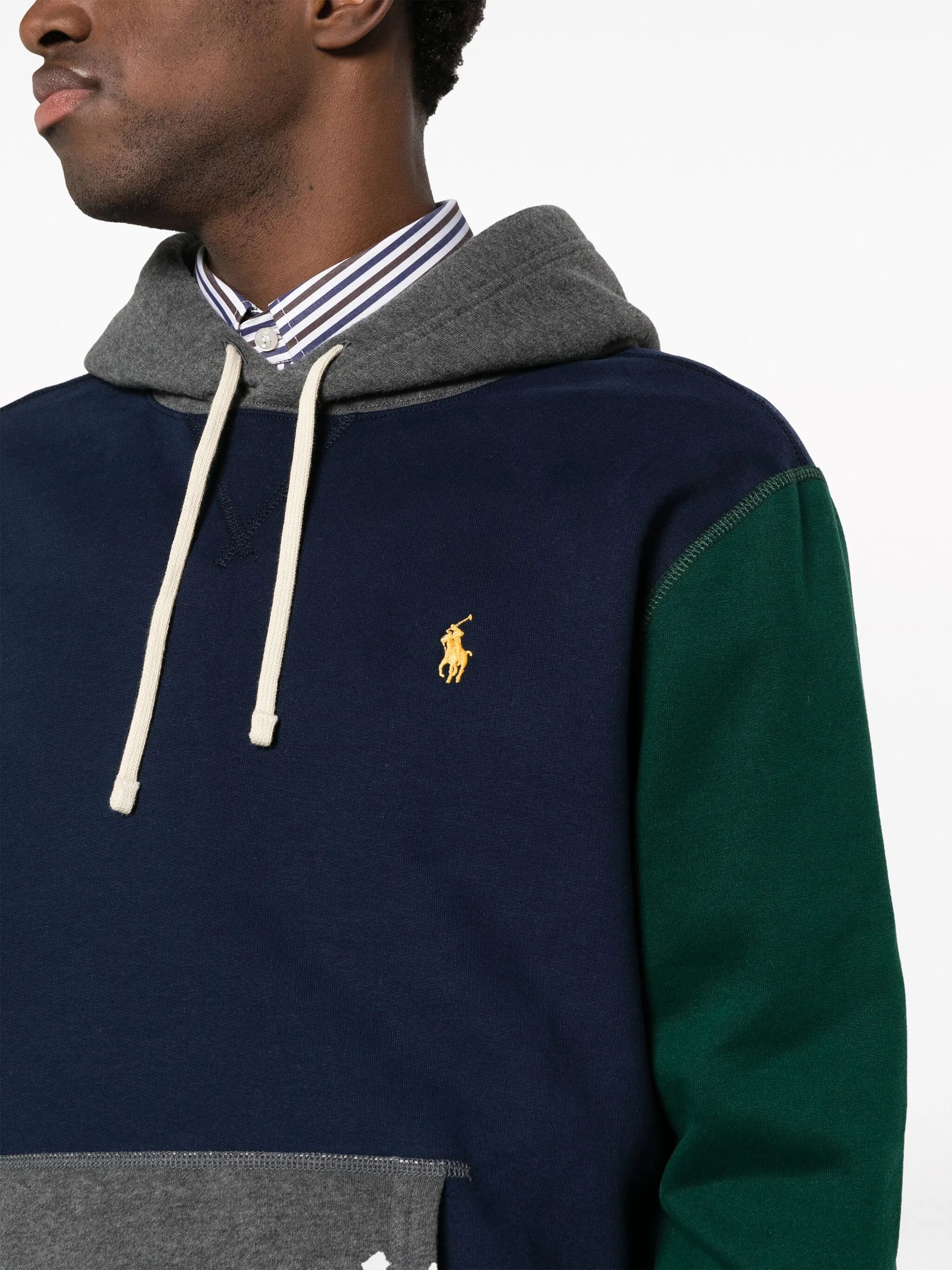 colour-block drawstring hoodie