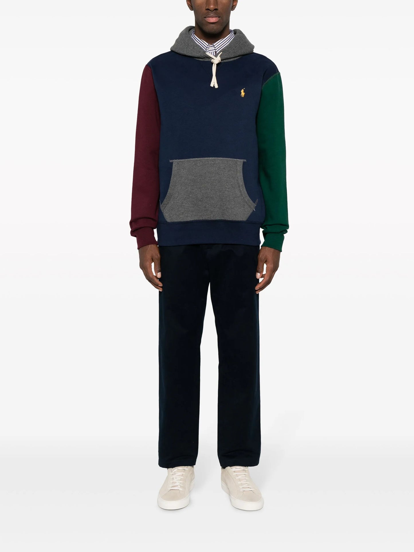 colour-block drawstring hoodie